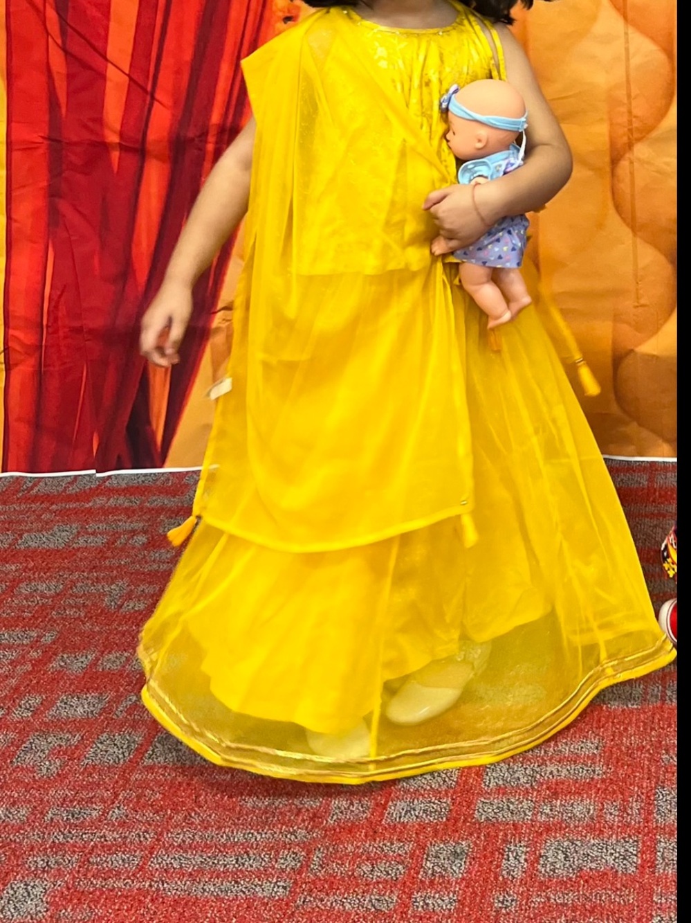 Bright Yellow Girls' Party lehanga 3 pieces